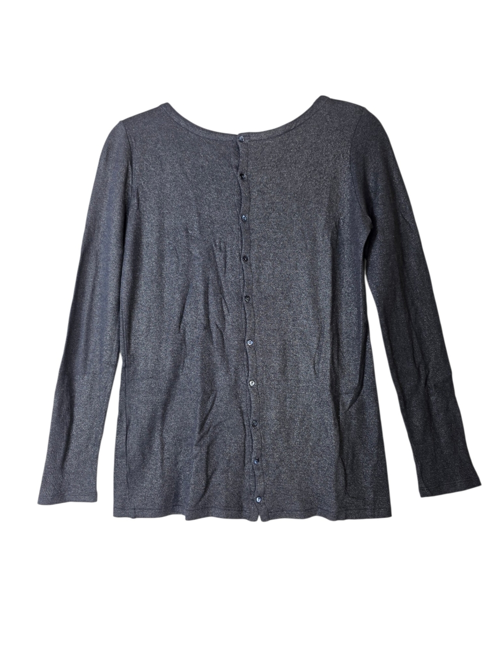 Majestic Filatures Cashmere blend  Button-Back Long Sleeve Top - Charcoal Gray